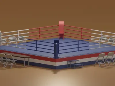 Low Poly Cartoon Boxing Ring 3D model