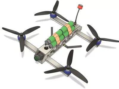 FPV Drone 7 inch aluminum frame 3D model