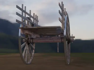 Bullock cart -ancient hand made  3D model