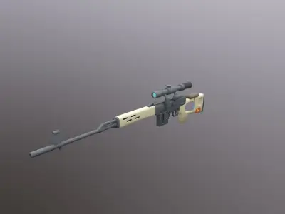 Dragunov SVD Low Poly Mobile Game Ready model Low-poly 3D model purchase