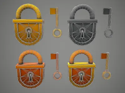 PADLOCK 4 CARTOON STYLIZED Low-poly 3D model