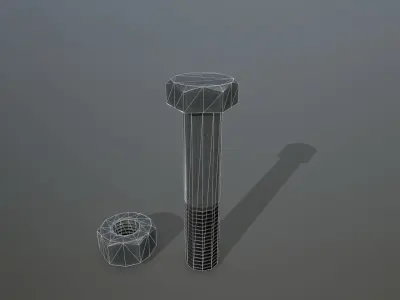 Bolts bolt and nut Low-poly 3D model 11