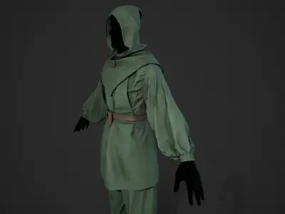 Green Medieval Outfit Low-poly 3D model