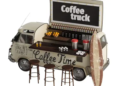 Coffee Truck set 1 3D model purchase