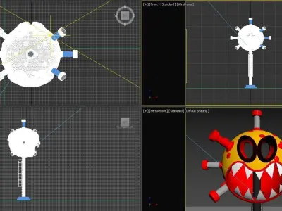 corona 3d model virus on pole 3D model