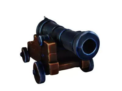 Stylized Pirate Cannon Free low-poly 3D model