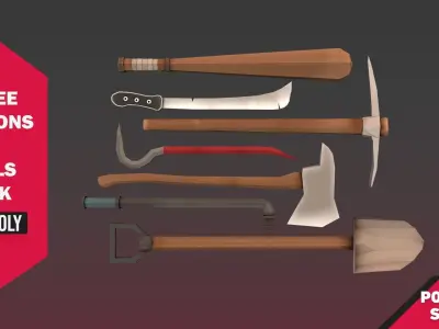 Melee Weapons and Tools Pack Low-poly 3D model