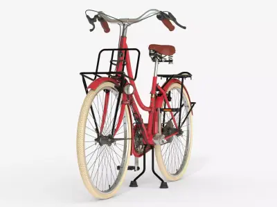 Red Vintage City Bicycle 3D model
