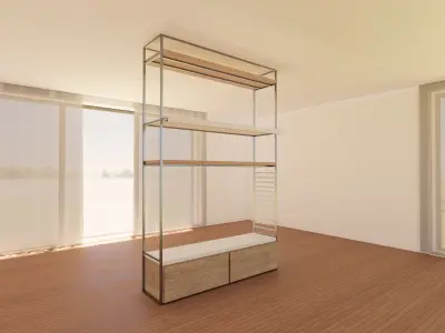 Industrial Open Cabinet - Minimalist Metal Frame - 3D Model Low-poly 3D model