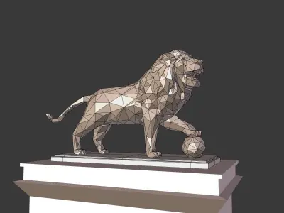 Cartoon Lion Statue - Low Poly Low-poly 3D model