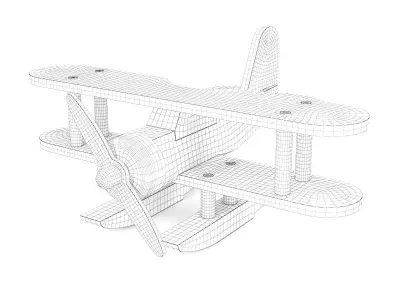 Wooden toy floatplane 02 3D model
