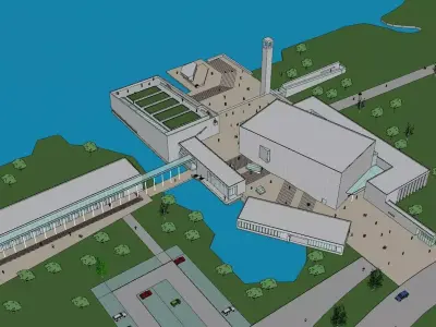 SU model of cultural and sports center office building 3D model
