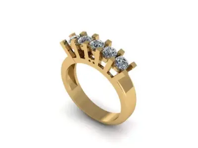 5 Stone Diamond Ring Band Engagement Free 3D print model purchase