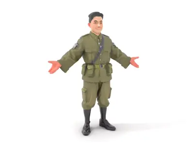 Military Officer D Character Rigged and Animated Low-poly 3D model