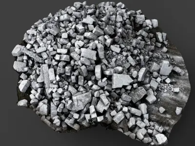 destroyed house ruins debris part2 photogrammetry Low-poly 3D model