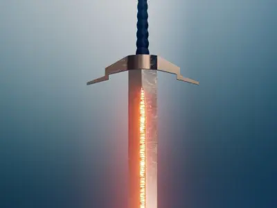 Medieval Sword 3D model 9