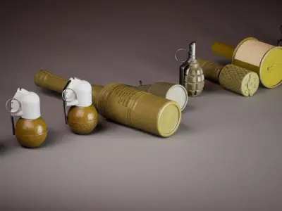 Soviet Hand Grenade Collection Low-poly 3D model