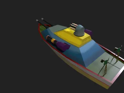 Low Poly Boat Game Ready Asset Low-poly 3D model