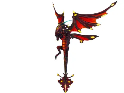 Low Poly Monster Red Young Winged Dragon Low-poly 3D model