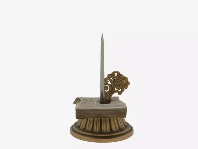 Antique Bank Receipt Spike Ornate Finial and Weighted Base 3D 3D model