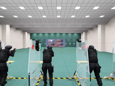 Shooting range Low-poly 3D model 3