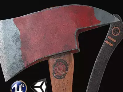 Fire Axe Low-poly 3D model purchase