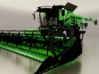 Agricultural Combine Harvester Low-poly 3D model