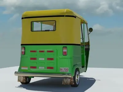 Indian auto Rickshaw Green 3D model