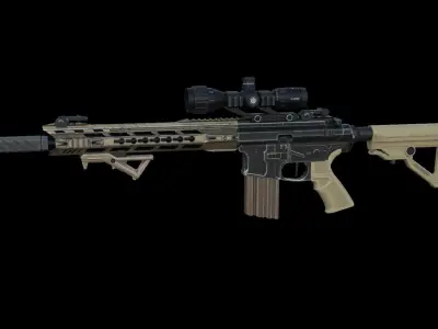 Modular Combat Rifle-Carbine Variant Low-poly 3D model