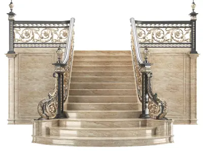 classical staircase Low-poly 3D model
