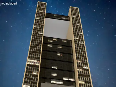 Four Seasons Bahrain Night Hotel with Architectural Lighting 3D model