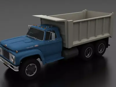 T-Series T-850 Dump Truck 1964 Tandem Axle Low-poly 3D model