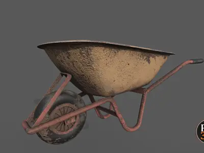 Wheelbarrow Version 1 Low-poly 3D model