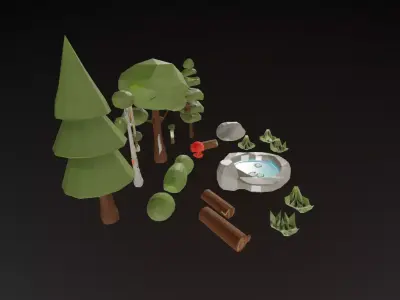 Stylized Low Poly Forest Pack - Game-Ready Nature Assets 3D model