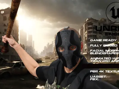 Zombie Hunter full rigged - game ready - animated Low-poly 3D model purchase