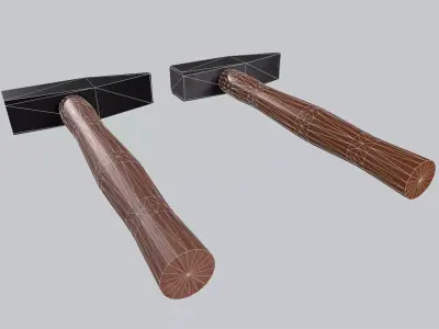 hammer two axes Low-poly 3D model