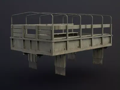Kraz-255B Cargo Bed Game Ready Low-poly 3D model