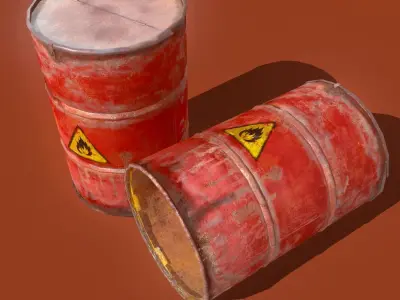 Red Oil Barrel Low-poly 3D model