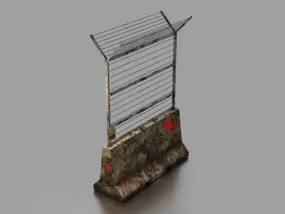 Concrete barrier  Low-poly 3D model 6