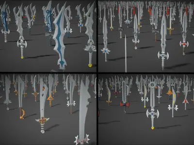 Modular Swords Mega Pack - 1200 Swords And 220 Sword Components Low-poly 3D model