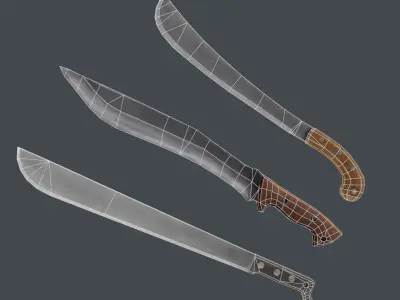 Stylized machete pack Low-poly 3D model
