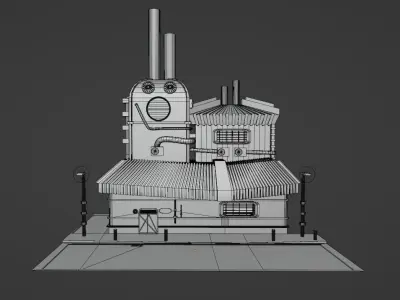 Small Asian Style Building Free low-poly 3D model