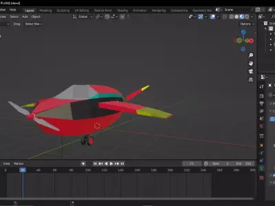 cartoon  airplane with animation  Free low-poly 3D model