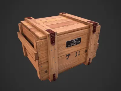 Old soviet wooden military box low poly model for VR gaming Low-poly 3D model