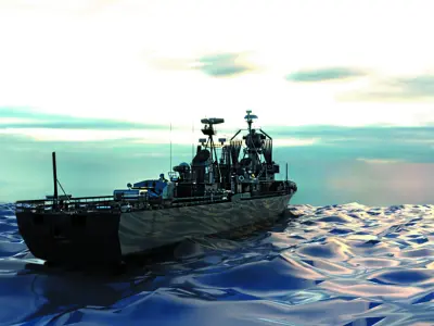 Destroyer Warship on the Sea 3D model