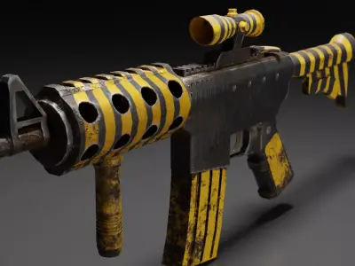 riflem4 gun with stripes Free low-poly 3D model