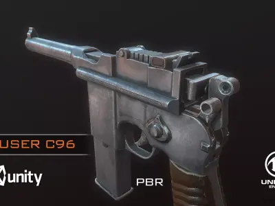 Mauser C96 PBR Low-poly 3D model