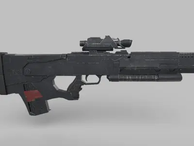 Assault rifle Low-poly 3D model 3