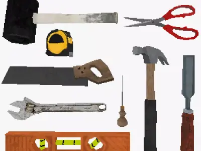 PS1 Low Poly Tool Collection Low-poly 3D model
