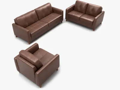 Leather Sofa Set 3D model